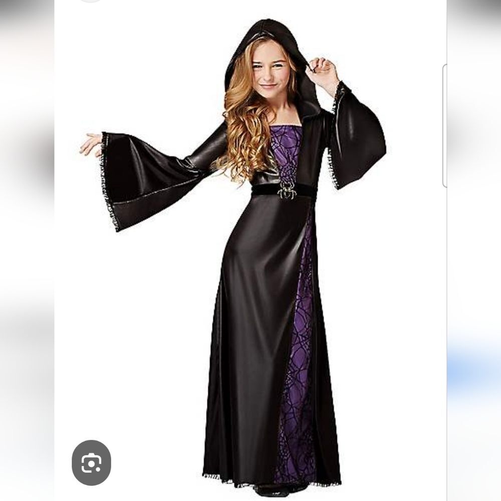 Spirit Halloween Spider Witch Soceress Hooded Costume Dress Size Small